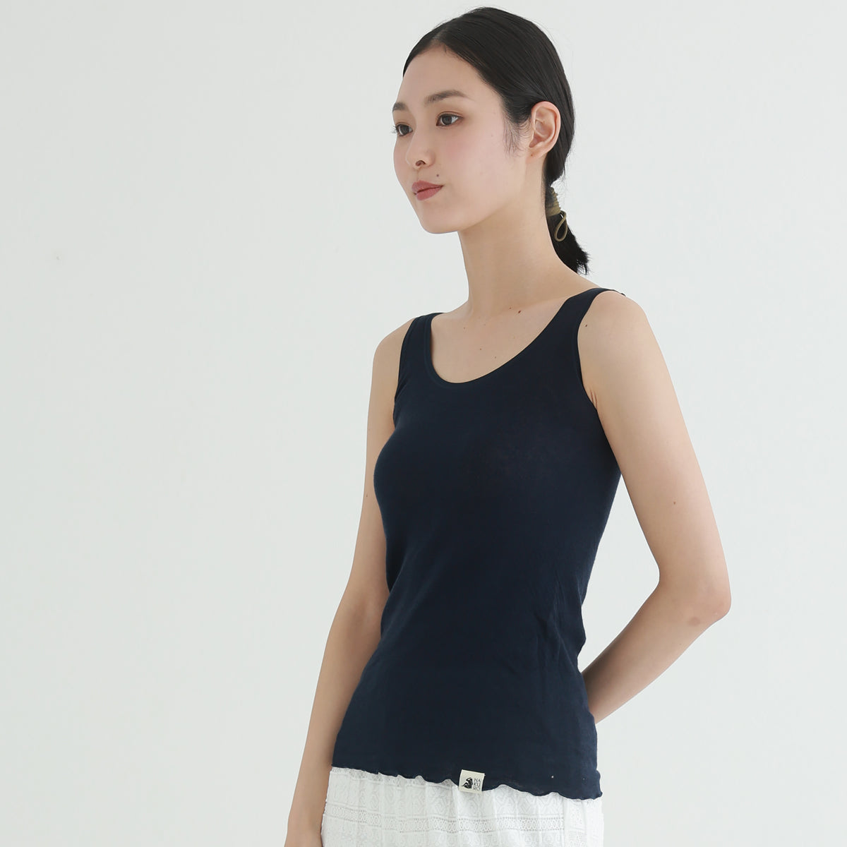 コットン・ガーゼ タンクトップ バレエネック