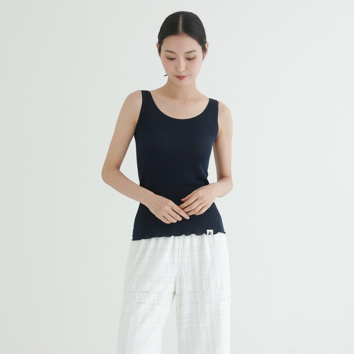 コットン・ガーゼ タンクトップ バレエネック