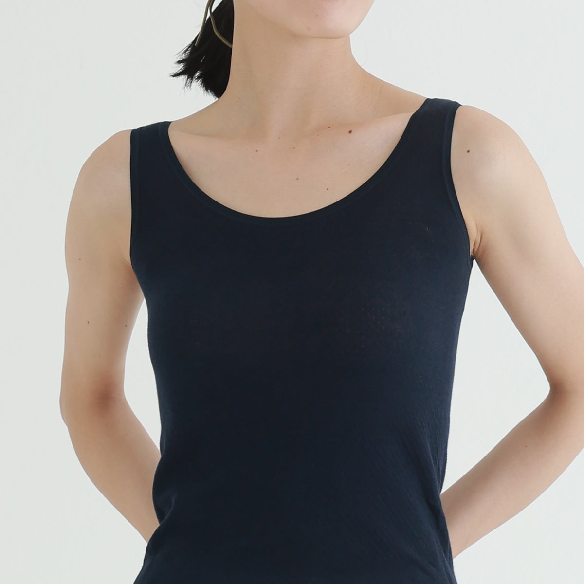 コットン・ガーゼ タンクトップ バレエネック
