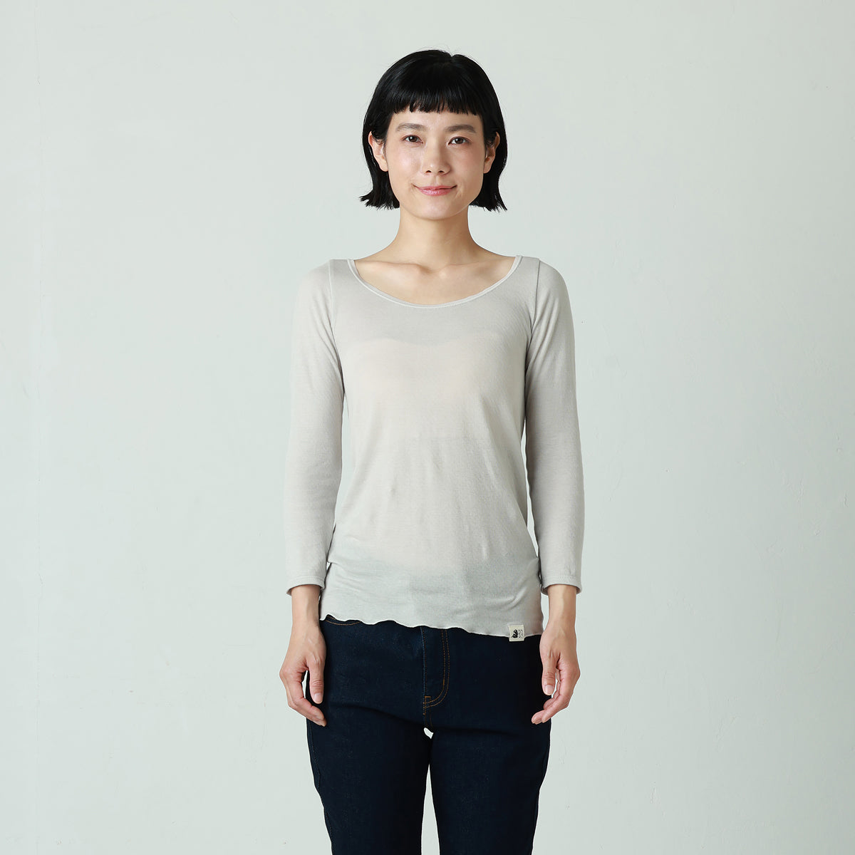 コットン・ガーゼ 8分袖 バレエネック