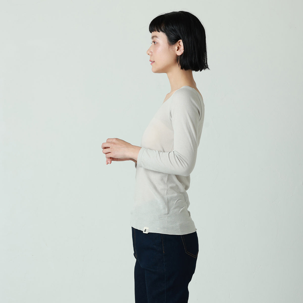 コットン・ガーゼ 8分袖 バレエネック