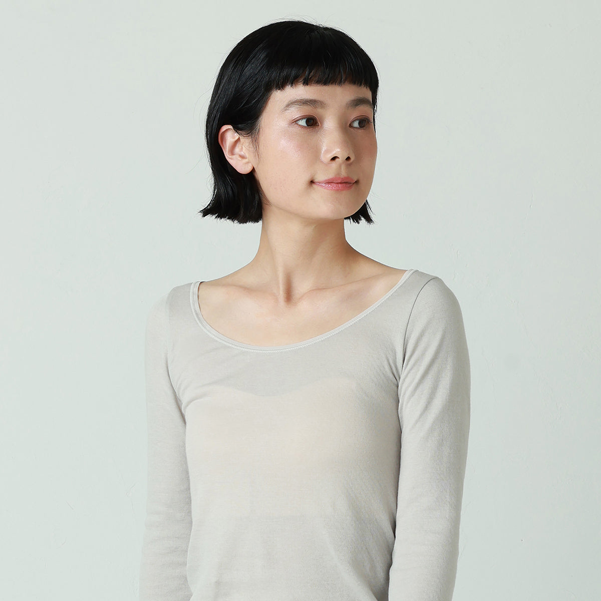 コットン・ガーゼ 8分袖 バレエネック
