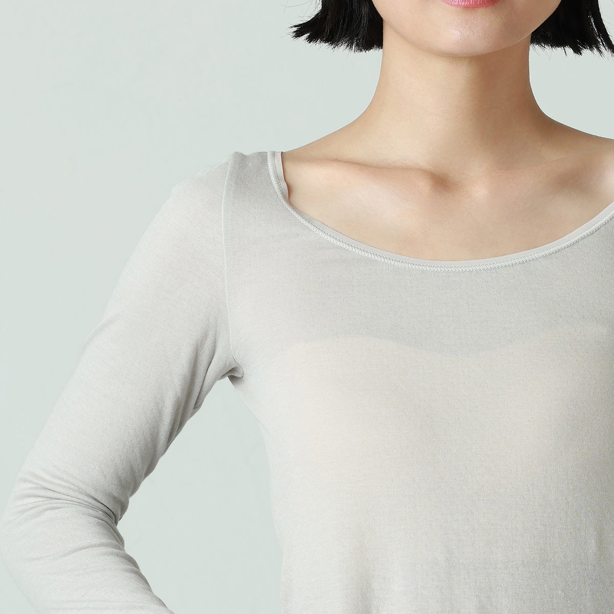 コットン・ガーゼ 8分袖 バレエネック