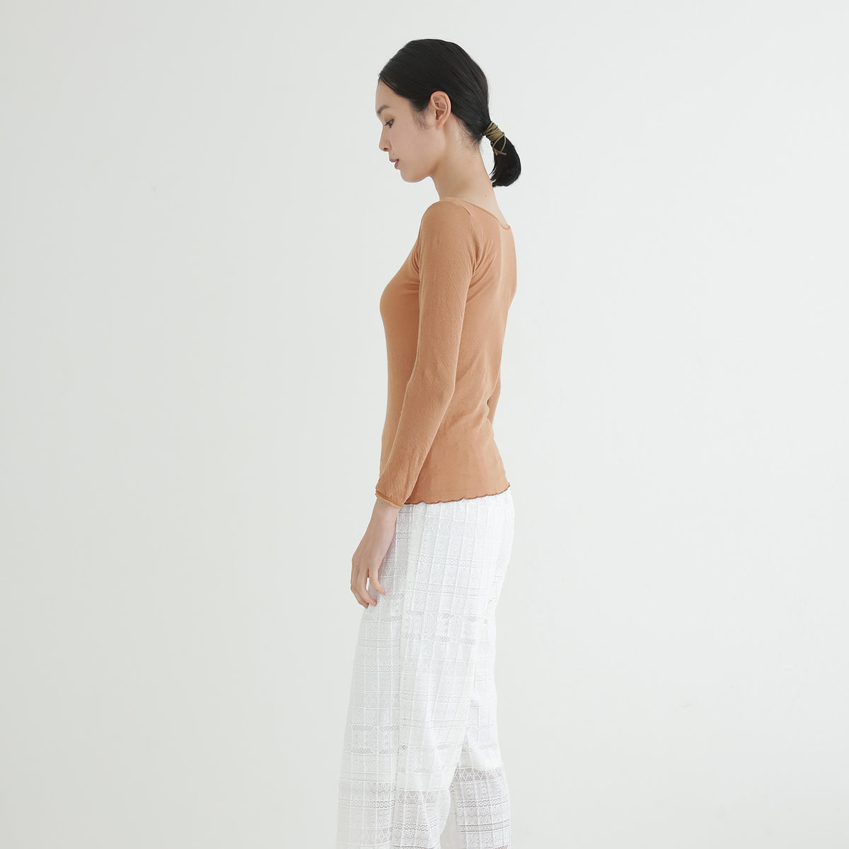 コットン・ガーゼ 10分袖 バレエネック