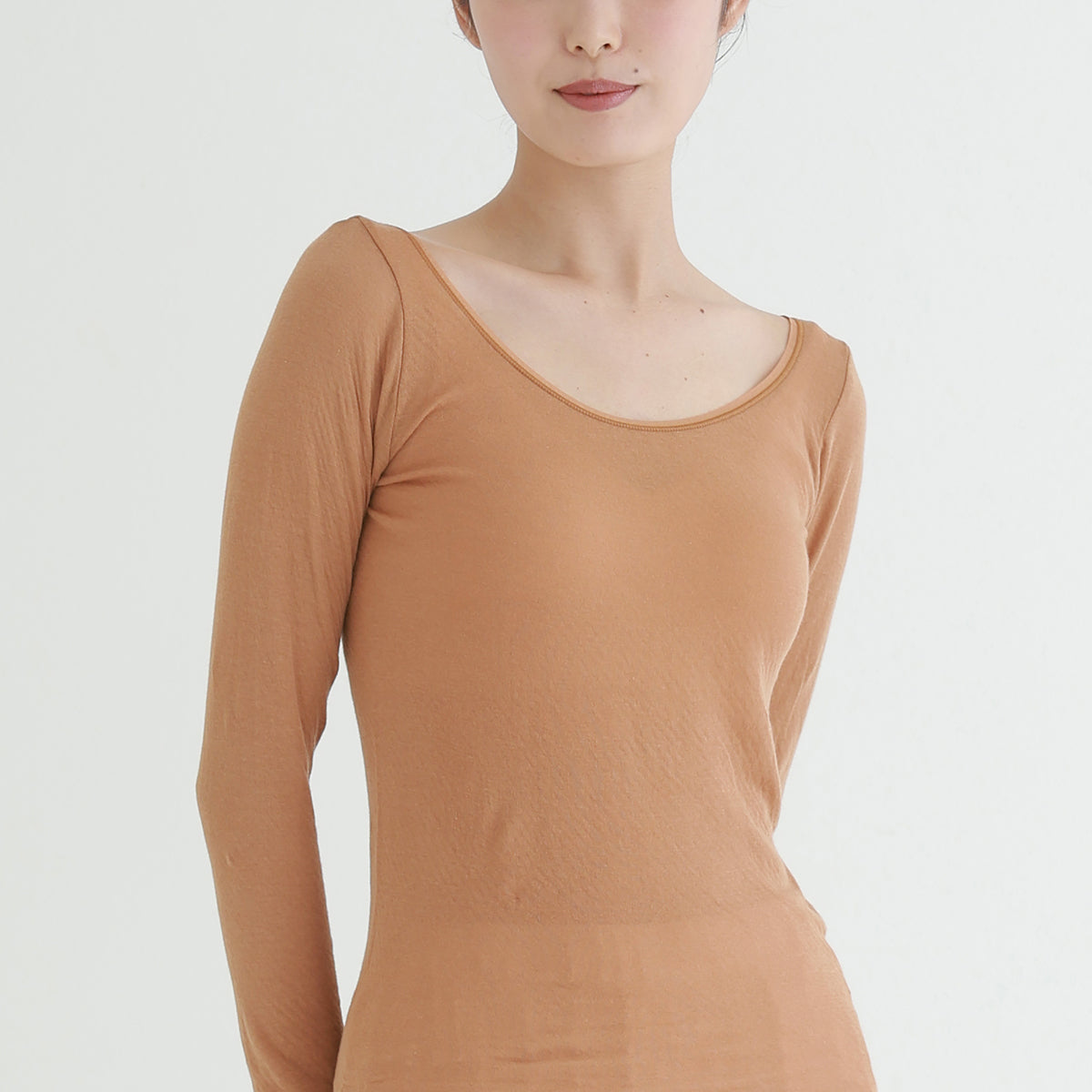 コットン・ガーゼ 10分袖 バレエネック