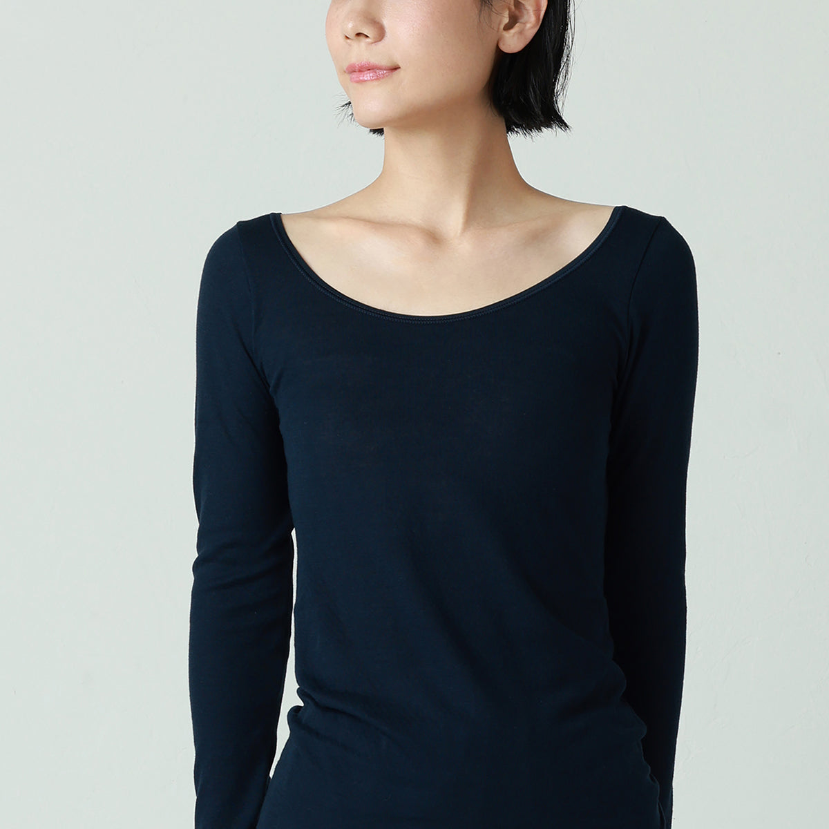 コットン・ガーゼ 10分袖 バレエネック