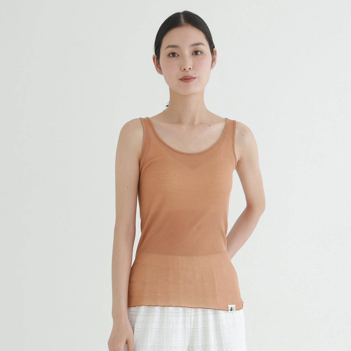 コットン・リブ タンクトップ バレエネック