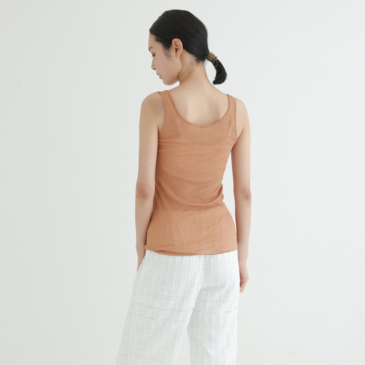 コットン・リブ タンクトップ バレエネック