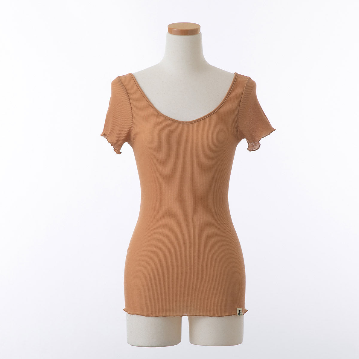 コットン・リブ 半袖 バレエネック