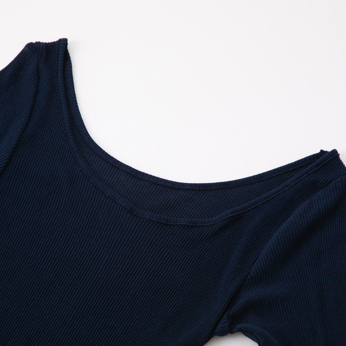 コットン・リブ 半袖 バレエネック