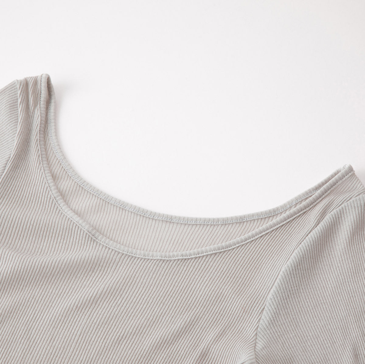 コットン・リブ 半袖 バレエネック