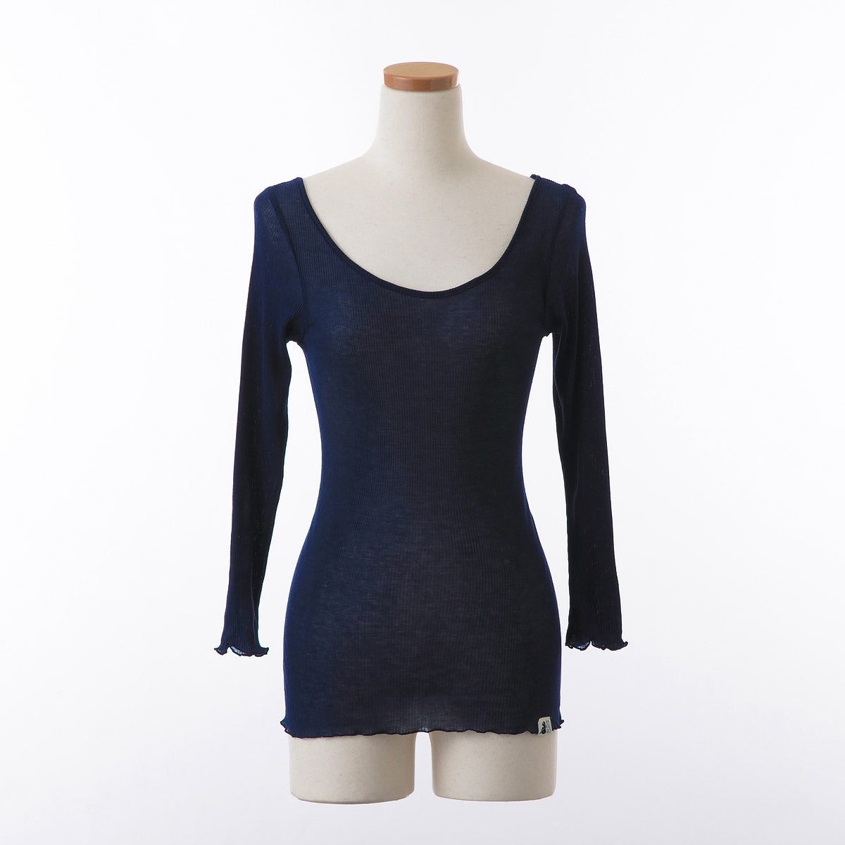 コットン・リブ 8分袖 バレエネック