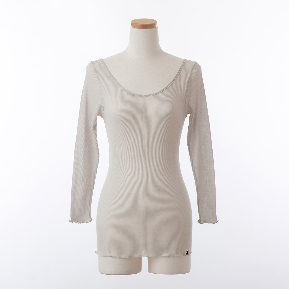 コットン・リブ 8分袖 バレエネック