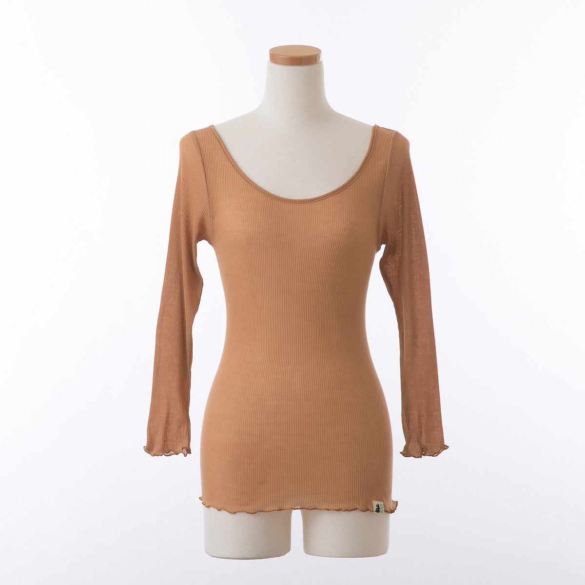 コットン・リブ 8分袖 バレエネック