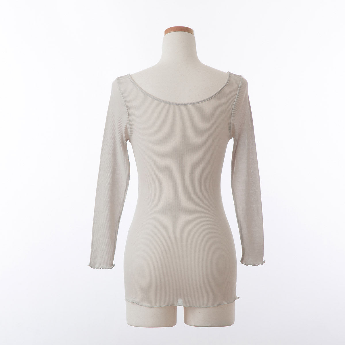 コットン・リブ 8分袖 バレエネック