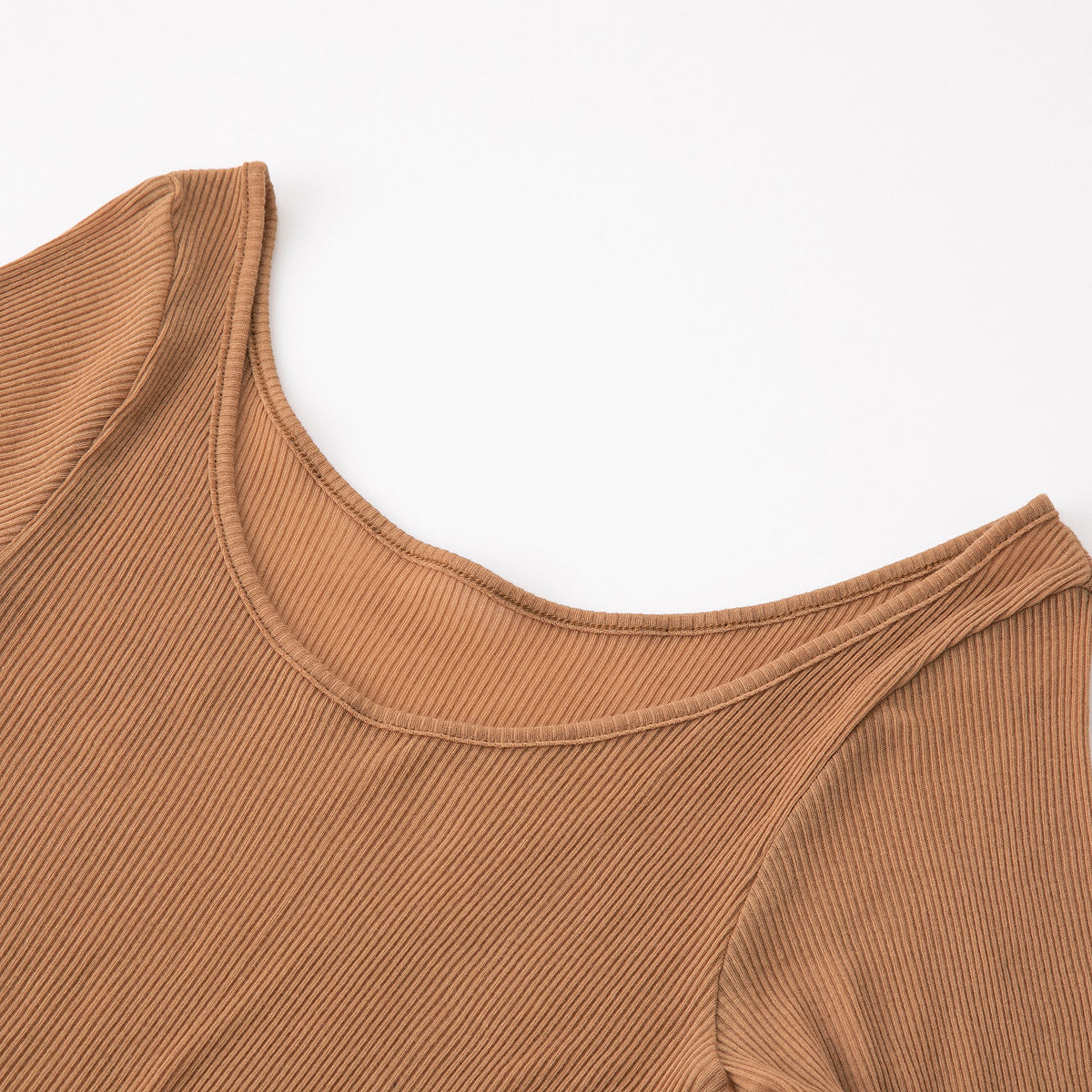 コットン・リブ 8分袖 バレエネック